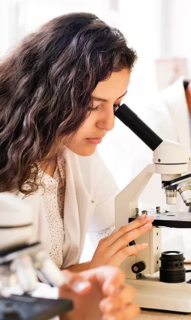 Highschool student using microscope