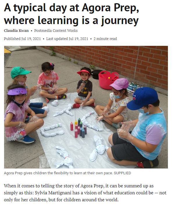Agora Prep Academy in the National Post newspaper