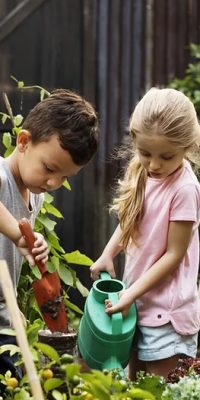 Students gardening and cultivating plants